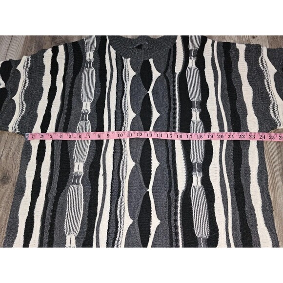 Vtg Mens 2XL Cosby Style Biggie 3D Textured Dad Sweater Geometric Hip Hop 90s - Picture 5 of 11